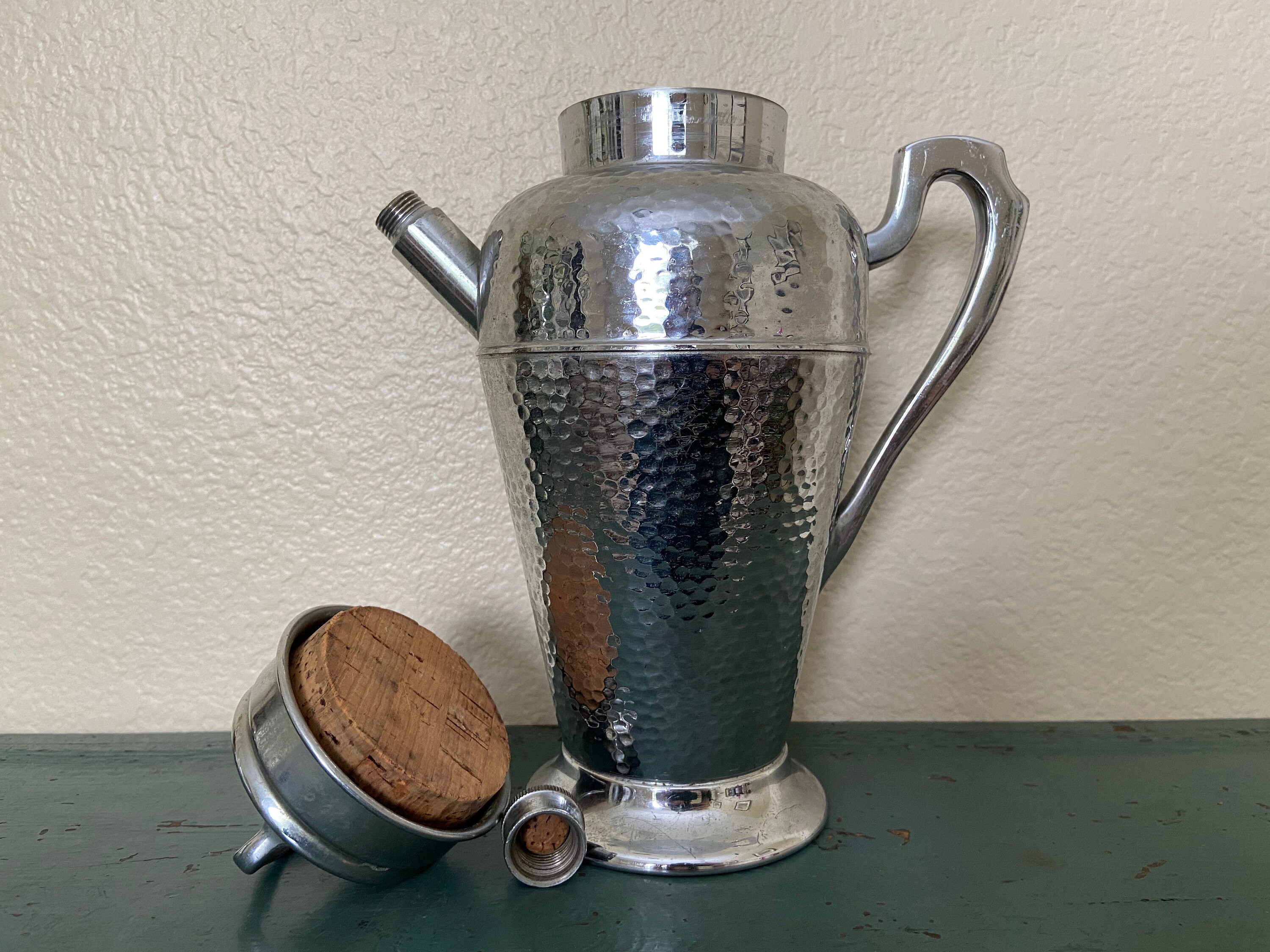 Art Déco Cocktail Shaker années 1920/1930 Hammered Chrome Etsy