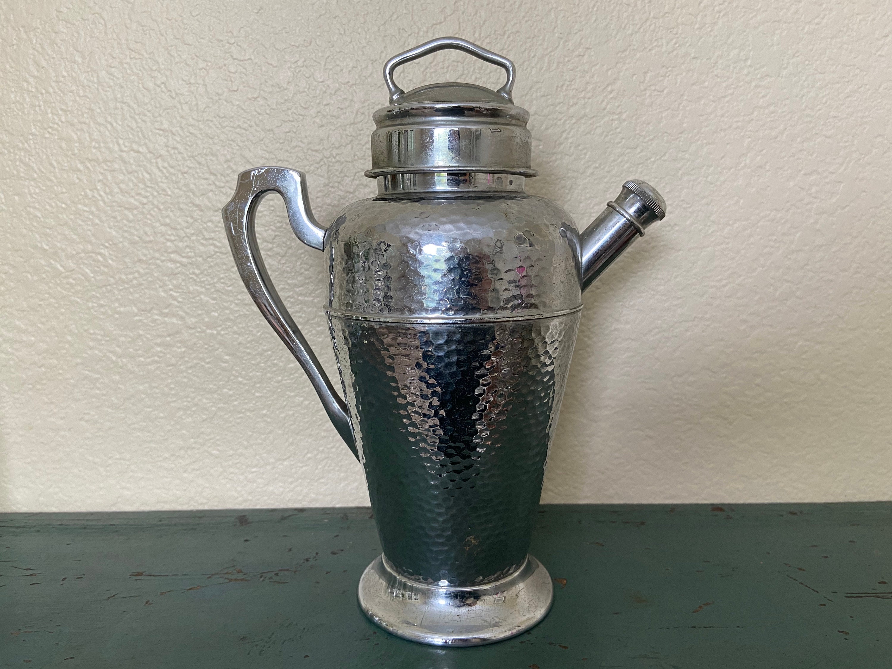 Art Deco Cocktail Shaker 1920s/1930s Hammered Chrome Martini Etsy