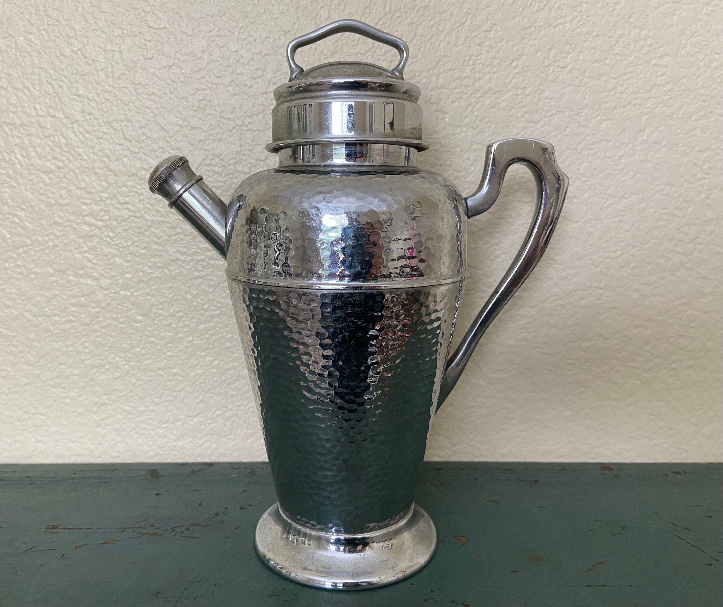 Art Deco Cocktail Shaker 1920s/1930s Hammered Chrome Martini Etsy