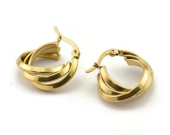 Stainless Steel Earring, Gold Plated Stylish Earring, Gift for Her, Waterproof, Gold Leverback Earrings, (22mm) 1 pair - 2 Pieces