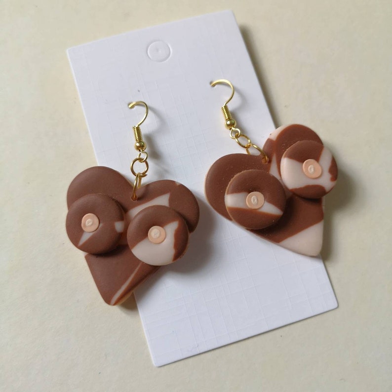 Body positive Vitiligo handmade boob earrings