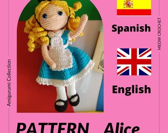 PATTERN Amigurumi Alice in Wonderland - PATRON de Amigurumi Alicia en el País de las Maravillas