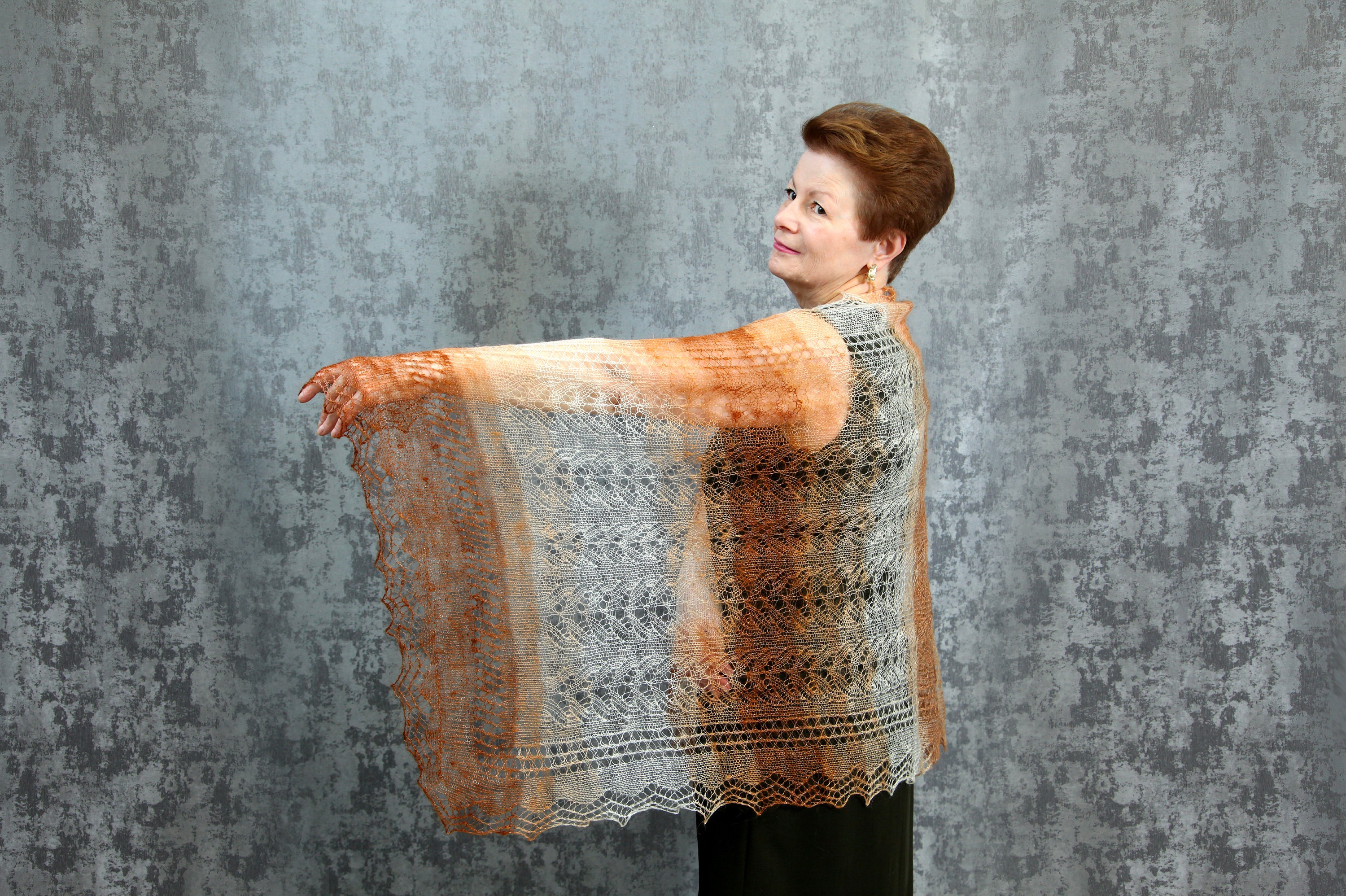 Scarf in Russian style knitted wool golden Etsy