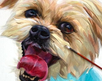 Custom Pet Portrait from Photo on Canvas, Hand Painted Dog or Cat Painting, Commission Wall Art, Christmas Gift for Him or Her