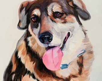 Commission Oil Dog Painting from Photo, Personalized Pet Portrait on Canvas, Christmas Gift for Parents, Memory Portrait of Dog, Home Decor