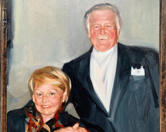 Personalized Hand Painted Oil Portrait from Photo, Custom Commission Portrait, Unique Family Painting, Anniversary Gift for Parents