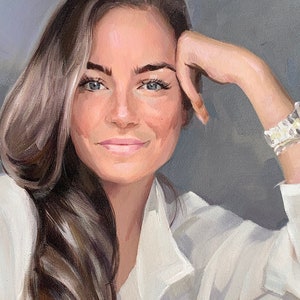 Peinture à l'huile sur toile, oeuvre d'art peinte à la main à partir d'une photo, peinture faite main, portrait à l'huile sur commande, peinture à l'huile personnalisée, cadeau de fête des mères