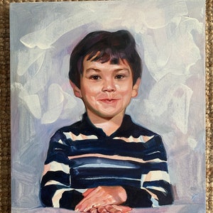 Original Kinder Porträt, Ölgemälde, Portrait vom Foto, Familien Gemälde auf Leinwand, Geschenk zum Geburtstag, Vatertagsgeschenk, Geschenk für Papa