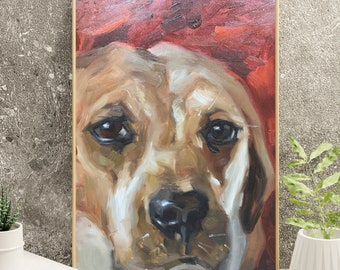 Custom Pet Oil Painting from Photo, Original Pet Portrait Commission on Canvas, Handmade Animal Wall Art, Personalized Pet Keepsake Gift