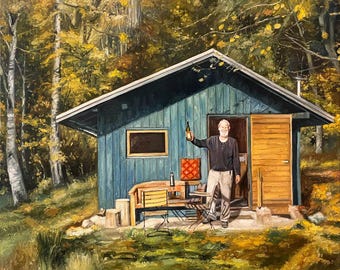 Commission Gift for Father, Custom Oil Portrait From Photo, House Photo to Painting, Personalized Hand Painted Artwork On Canvas, Home Decor
