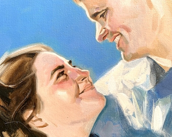 Custom Couple Oil Portrait from Photo, Hand Painted Canvas Art, Christmas and Anniversary Gift