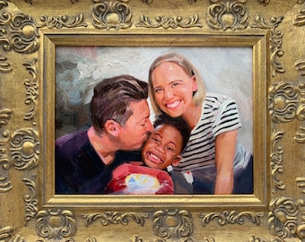 Custom Oil Portrait from Photo on Canvas, Family Portrait Painting, Art Commission Pic, Personalized Gift for Parents, Bedroom Wall Decor