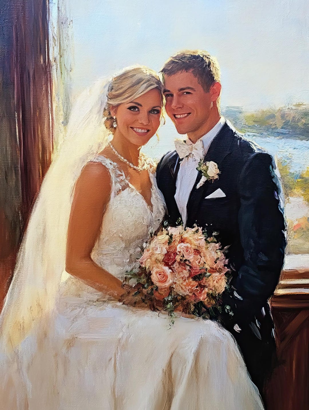 Custom Couple Portrait on Canvas From Photo, Commission Wedding Artwork ...