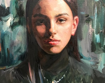Female Oil Portrait Birthday Gift Custom Oil Portrait on Canvas Commission Oil Portrait from Photo Girl Portrait Father’s Day Gift