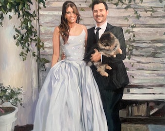 Custom Couple Painting from Photo, Handmade Oil Wedding Portrait on Canvas, Commission Art, Personalized Gift for Friends