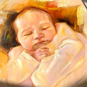 Drehen Sie das Foto in die Kunst: Geburt des ersten Kindes Ölgemälde, königliches Porträt, Weihnachtsgeschenk für Mutter, Muttertagsgeschenk, Vatertagsgeschenk