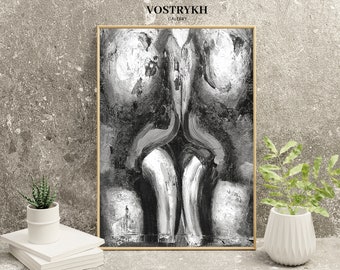 Abstract art - Monochromatic artwork - Sensual paintin - Abstract lines - Oil painting on canvas