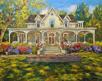 Handpainted House Portrait from Photj? Custom Oil Painting on Canvas, Painting Commission Art, Christmas Gift for Him, Home Decor