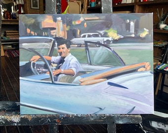 Christmas Gift Portrait for Husband, Commission Man Painting from Photo, Custom Oil Portrait on Canvas, Personalized Art, Home Decor Artwork