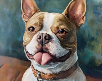 Dog Portrait from Photo, Custom Pet Oil Painting on Canvas, Handmade Pet Art Gift, Animal Wall Art for Pet Lovers