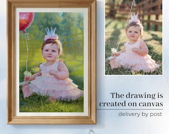 Custom Toddler Portrait Oil Painting, Personalized Child Artwork from Photo, Handmade Canvas Portrait, Family Keepsake Gift, Art Commission