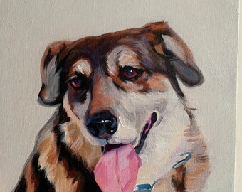 Personalized Pet Portrait on Canvas, Commission Oil Dog Painting from Photo, Easter Gift for Parents, Memory Portrait of Dog, Handmade Decor