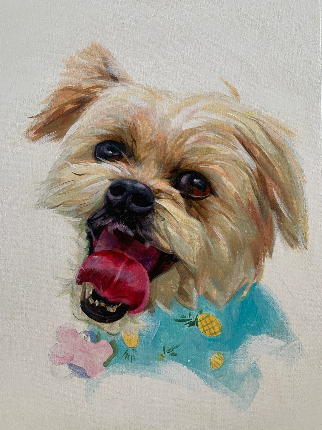 Custom Dog Portrait Oil Painting on Canvas, Handmade Pet Artwork From ...