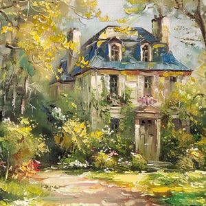 Peinture acrylique de maison, portrait de maison personnalisé, décoration d'art murale dessinée à la main, cadeau de pendaison de crémaillère
