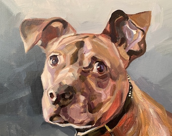 Custom Dog Oil Painting Portrait, Personalized Pet Art