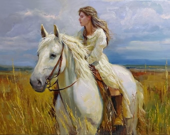Personalized Equestrian Portrait from Photo, Custom Oil Painting on Canvas, Commssion Horse Rider Artwork, Handmade Gift for Horse Lovers