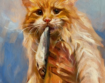 Ritratto personalizzato di animale domestico su tela, dipinto di gatto personalizzato da foto, opera d'arte commemorativa su commissione, regalo per la perdita di un animale domestico, idea regalo per gli amanti degli animali.