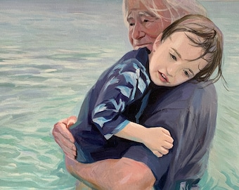 Custom Oil Portrait from Photo, Birthday Gift Oil Portrait on Canvas, Custom Grandma Painting from Photo, Commission Portrait Home Decor