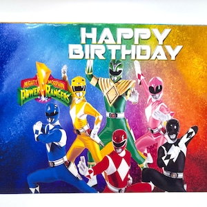 Carte de voeux d'anniversaire Power Rangers (MMPR) (anniversaire - cadeau - carte de voeux - pour lui - pour elle - culture pop - remise des diplômes - rétro)