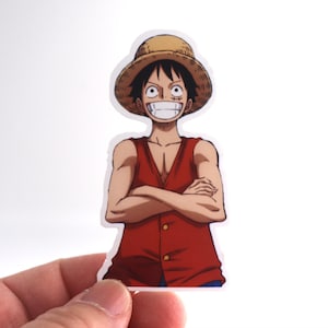 Sticker Monkey D Luffy (One Piece - Anniversaire - Cadeau - Saint Valentin - Saint Valentin - Dessins animés - Anime - Sailor Moon - Dragon Ball - Ben 10)