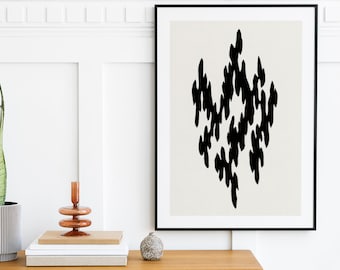 Abstract Japanese Poster - Abstract Black Poster - Black White Print - Modern Wall Decor - Black Abstract Art - Modern Abstract Print