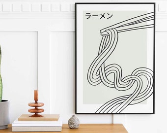 Japanese Ramen Noodles Minimalist Art Print - Ramen Poster - Modern Kitchen Wall Art - Ramen Kitchen Art - Food Print - Modern Kitchen Decor