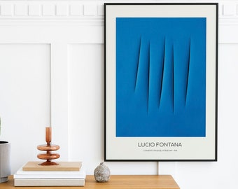 Lucio Fontana Exhibition Print - Modern Wall Art - Lucio Fontana Art Poster - Museum Print - Azure Blue Art Print