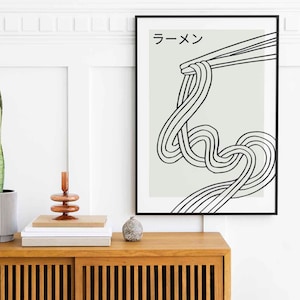 Japanese Ramen Noodles Minimalist Art Print - Ramen Poster - Modern Kitchen Wall Art - Ramen Kitchen Art - Food Print - Modern Kitchen Decor