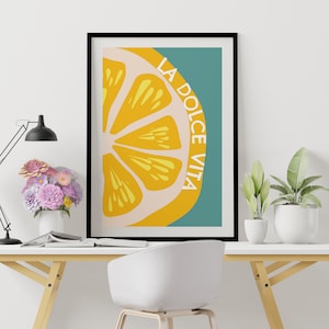 La Dolce Vita Art Print - Italy Wall Art - Minimalist Lemon Poster - Italian Vintage Summer Print