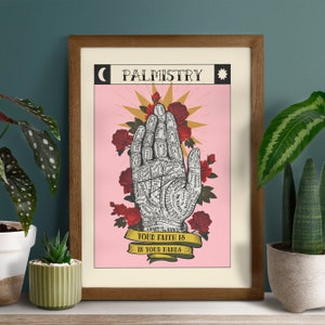 Palmistry Print - Chart Of The Hand Print - Vintage Graphic - Palm Reading - Fortune Teller - Antique Print