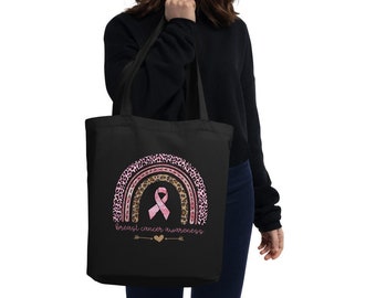 Breast Cancer Organic Canvas Tote Bag, Breast Cancer Awareness, Breast Cancer Bag, Breast Cancer Gift, Breast Cancer Pink Ribbon Bag