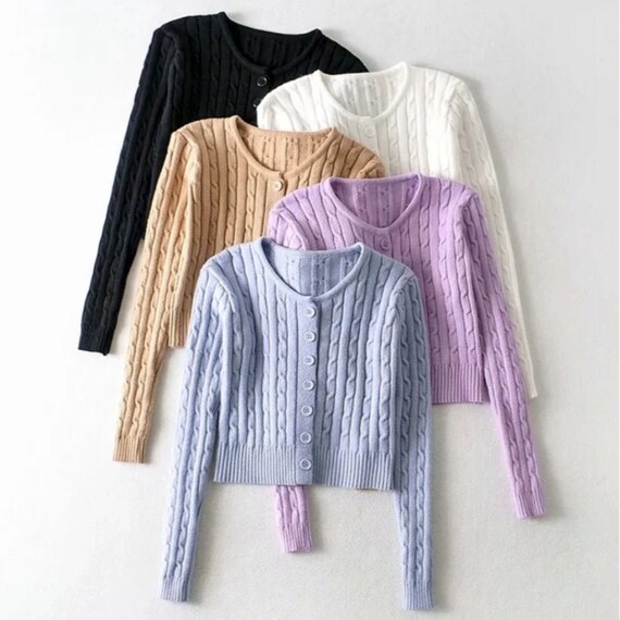 button up crop sweater