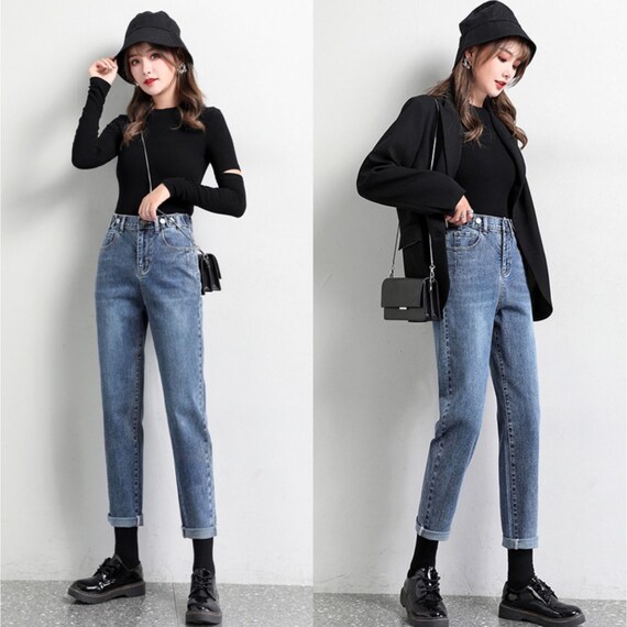 High Waist Mom Jeans / Korean Fashion 