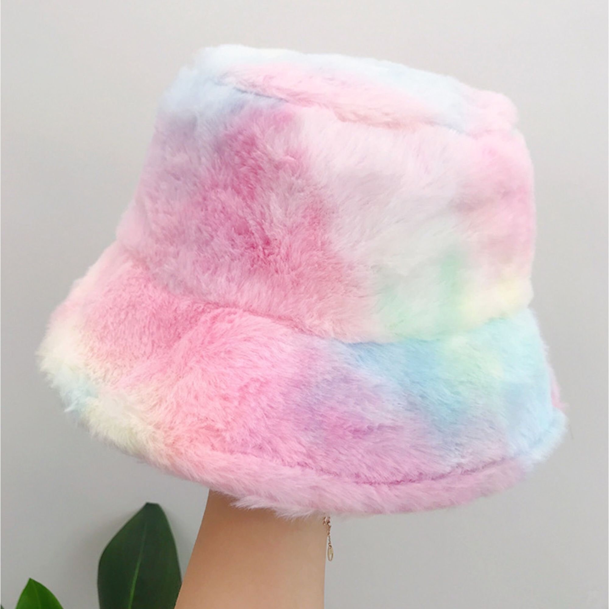 Fluffy Rainbow Bucket Hat / Korean Fashion / Harajuku / Y2K / Etsy UK