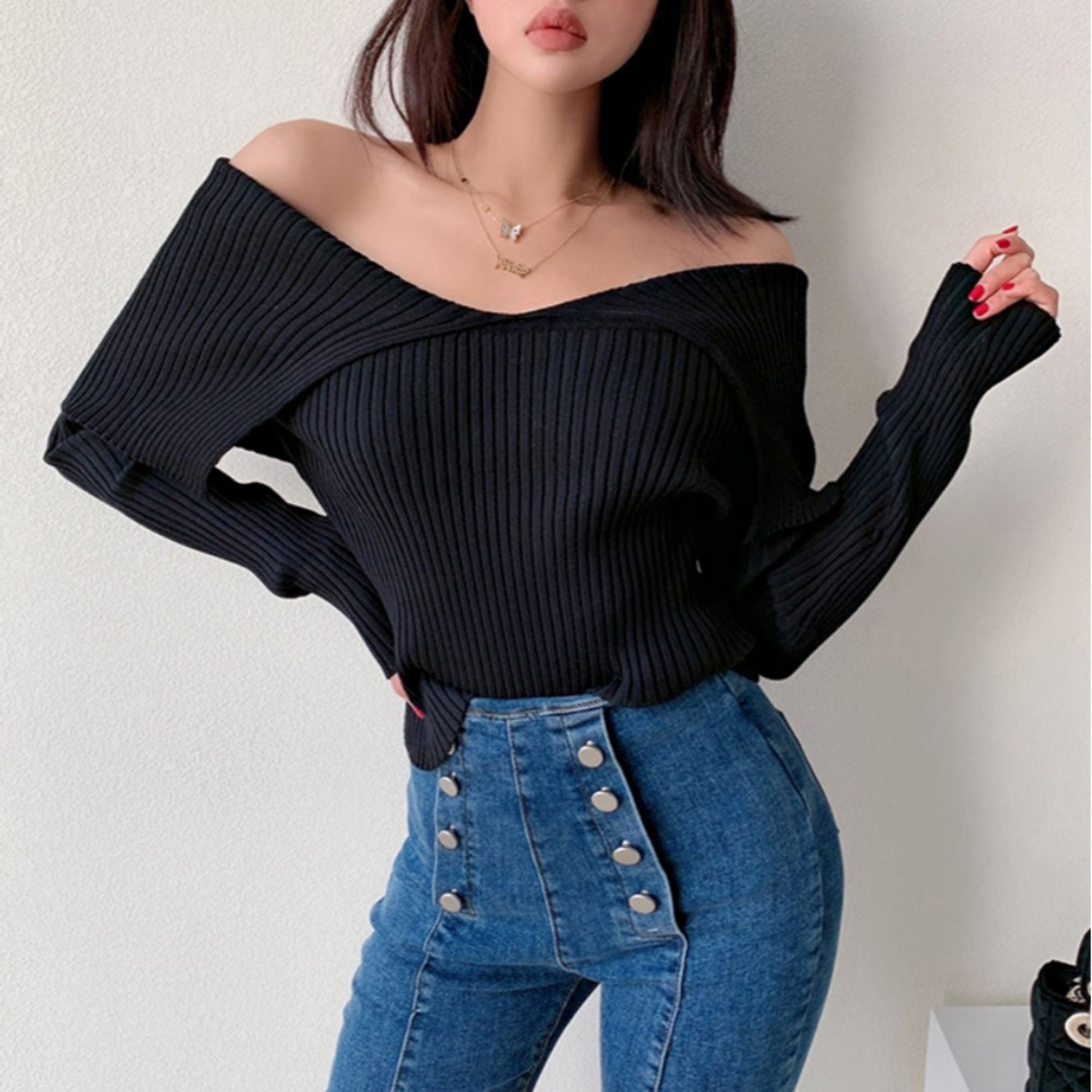 Off Shoulder Knit Top / Korean Fashion / Pullover / Knit | Etsy