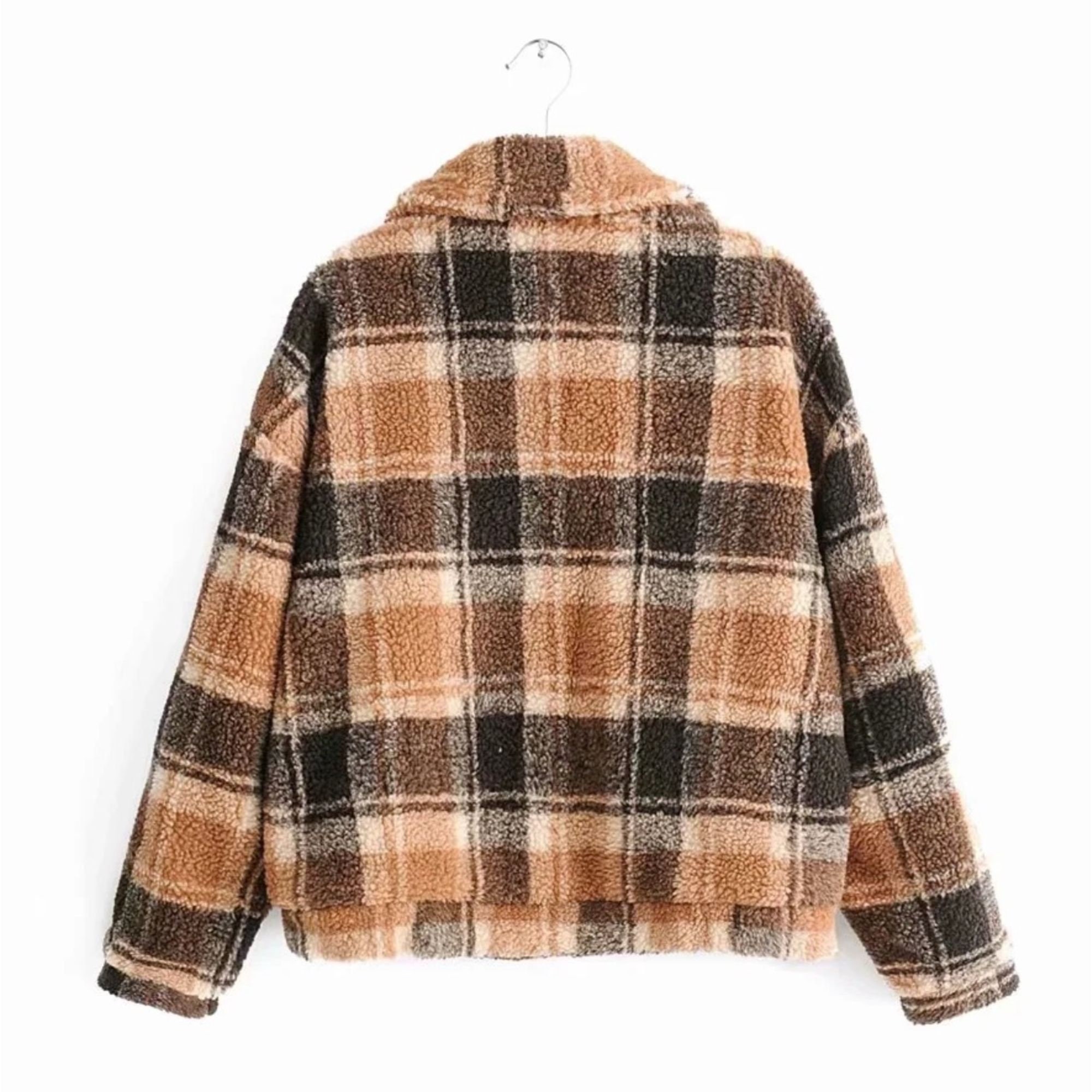 Plaid Teddy Sherpa Jacket Vintage Style Autumn Winter Faux - Etsy UK