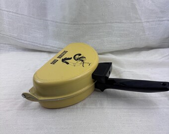 Vintage Nordic Ware Rooster Good Morning Folding Omelet Maker Pan Yellow MCM