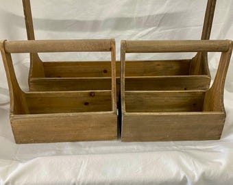 Vintage Set Of Three Wood Toolbox Towel Organizer