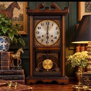 Vintage Alaron C-241A 31 Day Chime Pendulum Mechanical Wind Up Wall Clock