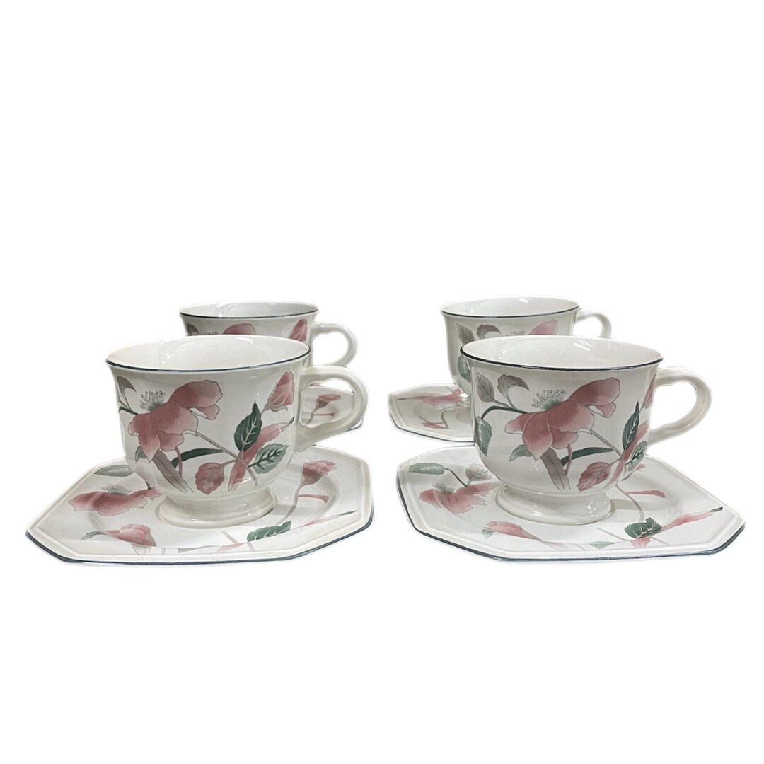 Vintage Mikasa Continental Silk Flowers F3003 Set of 4 Cup & Etsy